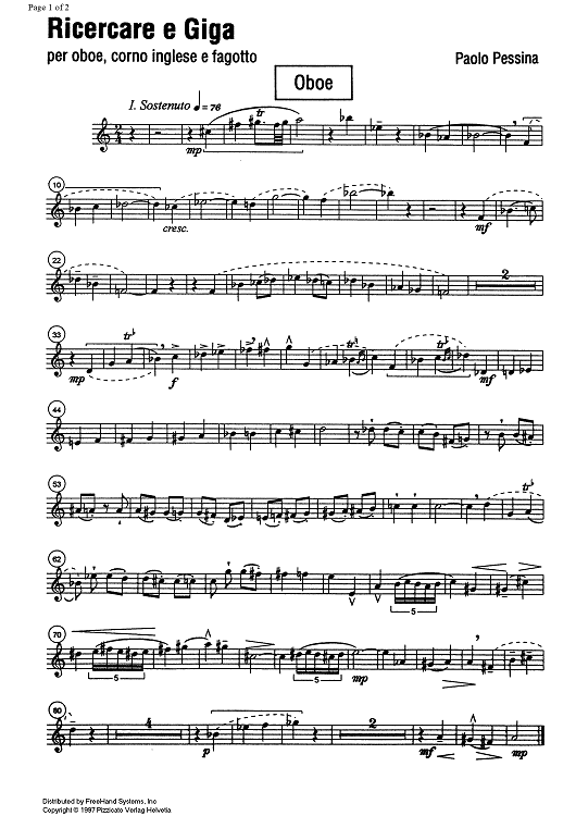 Ricercare e Giga - Oboe
