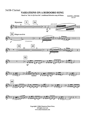 Variations on a Boboobo Song - B-flat Clarinet 3