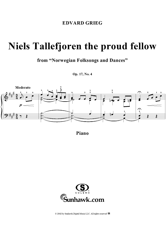 Norwegian Folksongs and Dances Op.17 No.4, Niels Tallefjoren the proud fellow