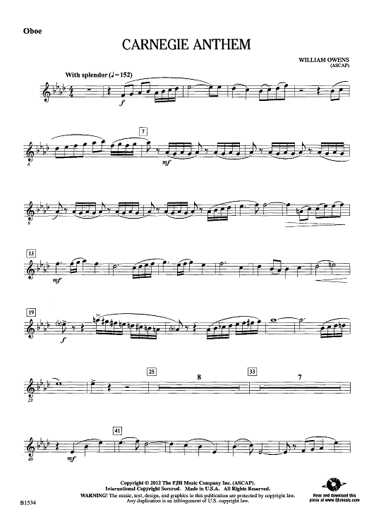 Carnegie Anthem - Oboe
