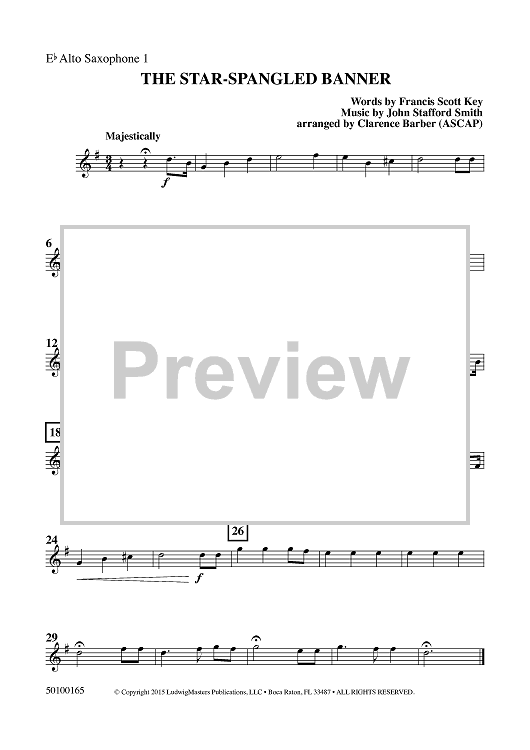 The Star-Spangled Banner - Eb Alto Sax 1