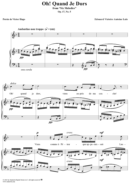 Oh! Quand Je Dors, Op. 17, No. 5
