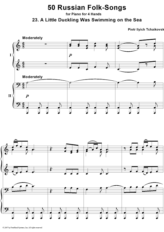 50 Russian Folk-Songs. No. 23. A Little Duckling Was Swimming on the Sea