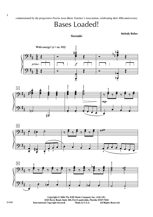 Bases Loaded!" Sheet Music for 1 Piano, 4 Hands Sheet Music Now