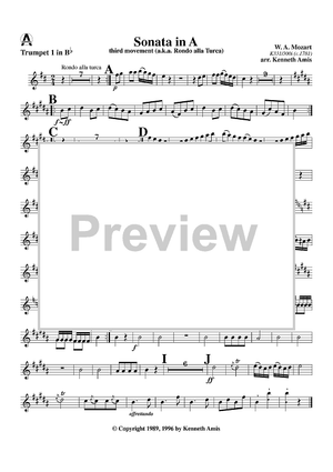 Rondo alla turca (Sonata in A, mvmt. 3) - Trumpet 1 in B-flat
