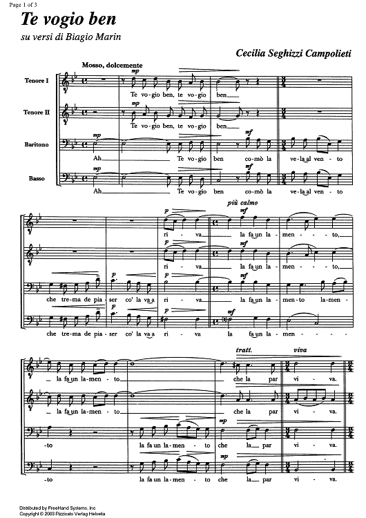 Te vogio ben - Score