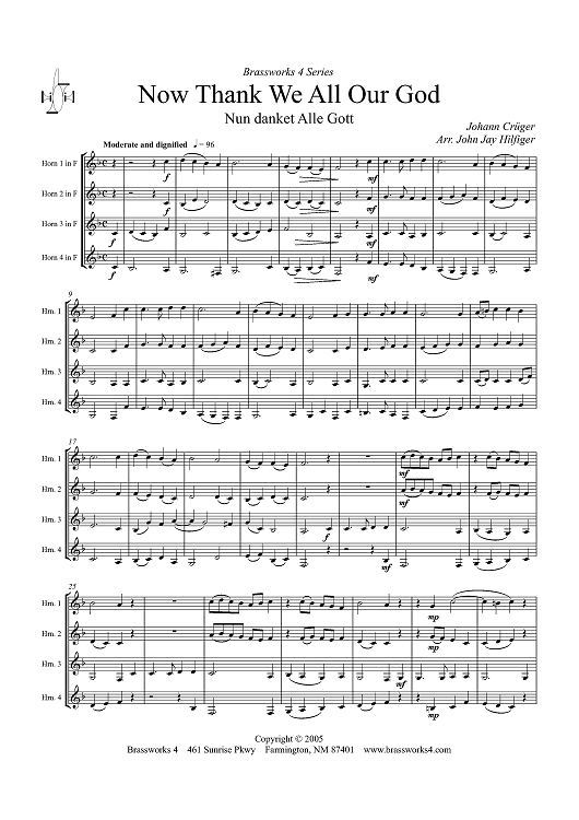 Thank We All Our God (Nun danket Alle Gott) - Score