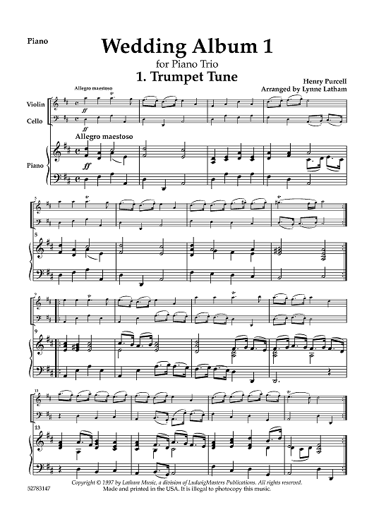 Wedding Album 1 for Piano Trio - Piano