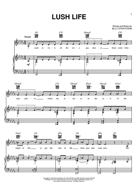 Lush Life Sheet Music By Billy Strayhorn For Piano Vocal Chords lush-life-sheet-music-by-billy-strayhorn-for-piano-vocal-chords