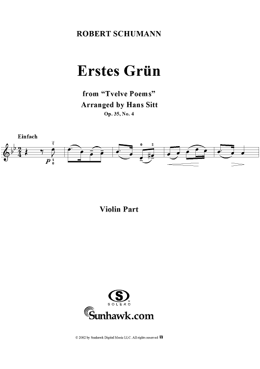 Twelve Poems, Op. 35 No.4, "Erstes Grün (fresh green), - Violin