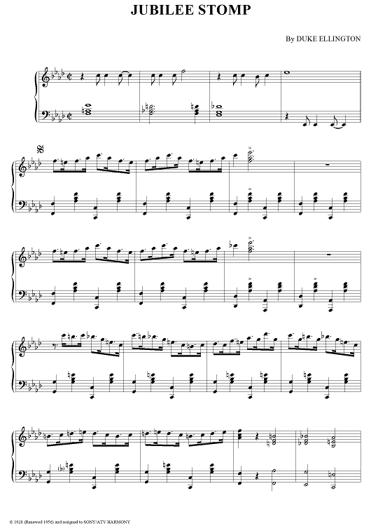 Jubilee Stomp" Sheet Music by Duke Ellington for Piano Solo Sheet