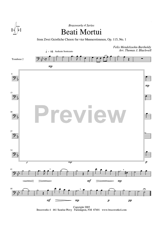 Beati Mortui - Trombone 2