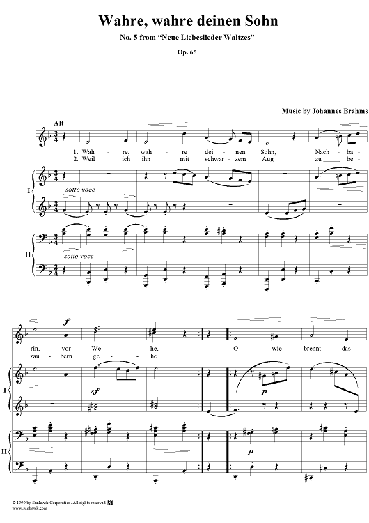 Wahre, wahre deinen Sohn - No. 5 from "Neue Liebeslieder Waltzes" Op. 65