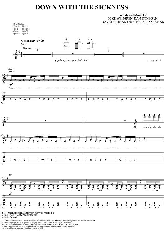 Down with the 2025 sickness bass tabs