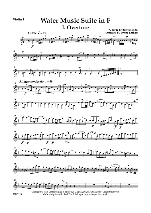 Water Music Suites - Violin 1
