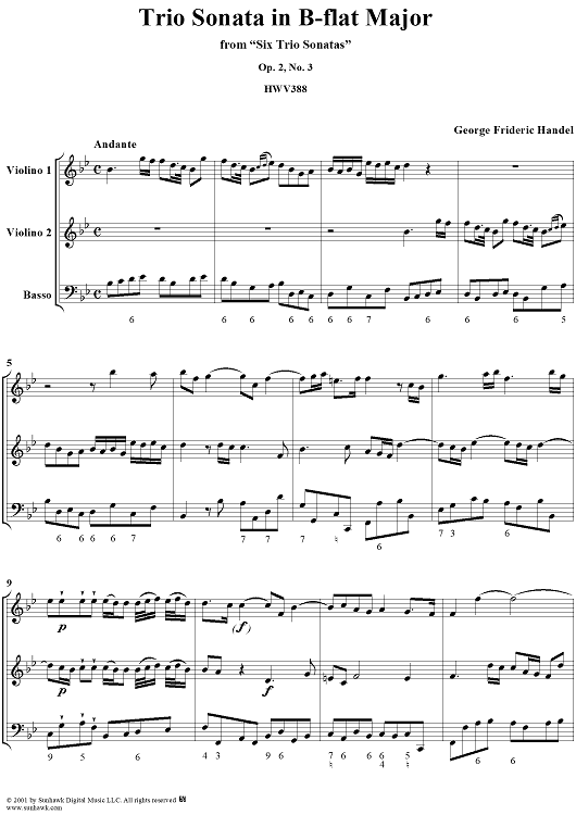 Trio Sonata no. 3 in B-flat major - op. 2, no. 3  (HWV388)