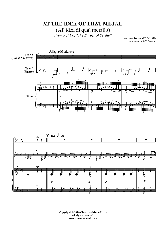 At the Idea of that Medal (All'idea di qual metallo) - Piano Score