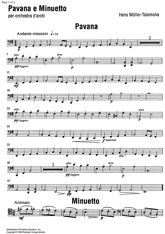 Pavana e Minuetto - Cello