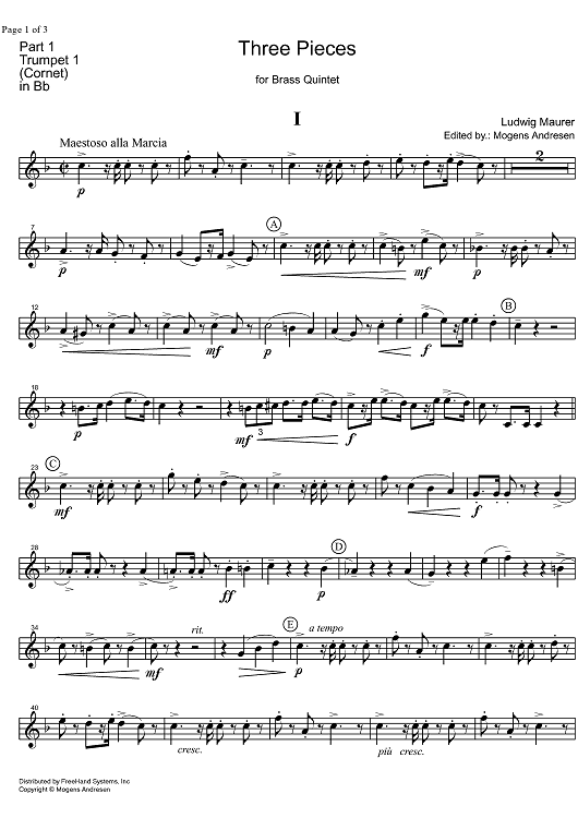 3 Pieces - B-flat Trumpet 1