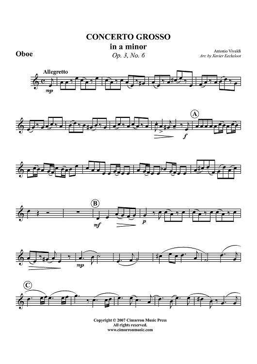 Concerto Grosso in A Minor - Oboe