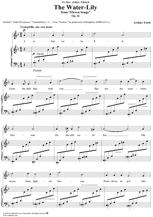 The Water-Lily - from "Eleven Songs" Op. 26