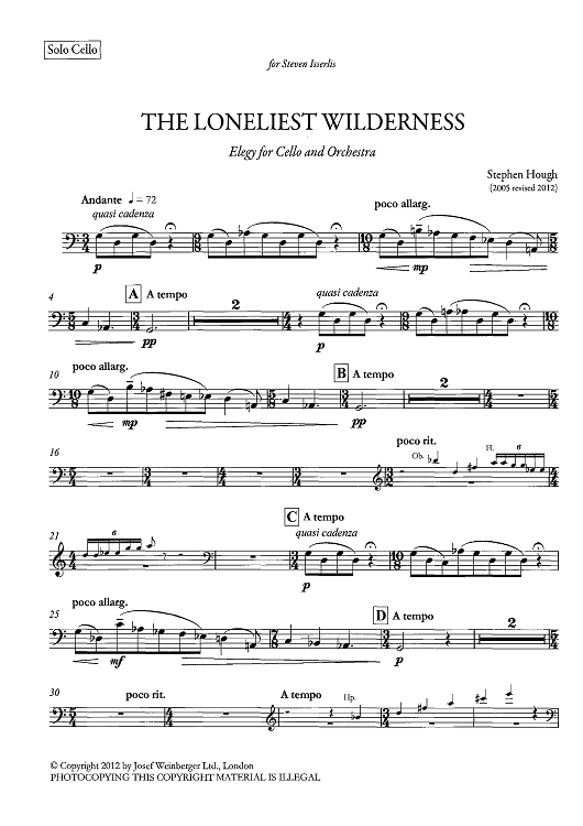 The Loneliest Wilderness - Elegy for Cello and Orchestra - Cello