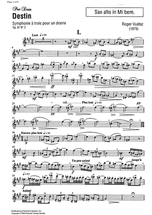 Destin (Symphonie à trois pour un drame) - Alto Saxophone