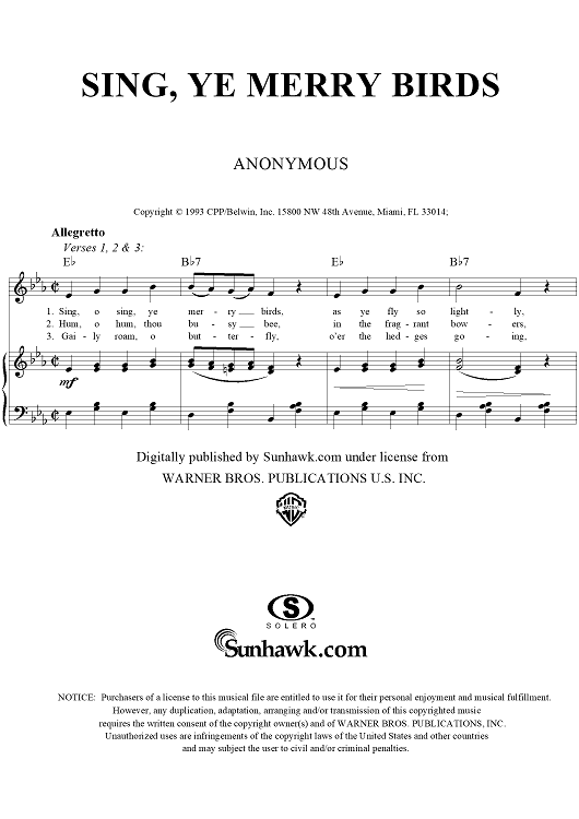 Sing, Ye Merry Birds
