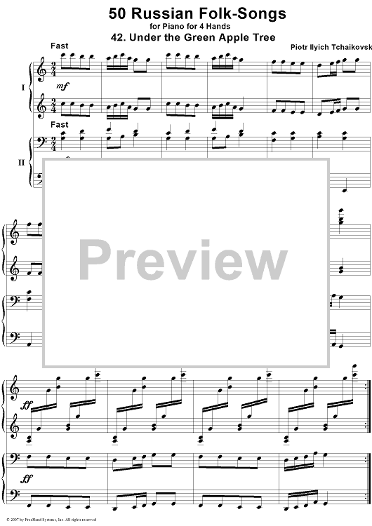 50 Russian Folk-Songs. No. 42. Under the Green Apple Tree