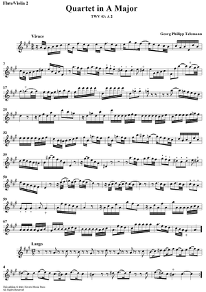 Quartet in A major - Flute 2/Violin 2
