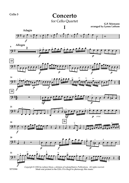 Concerto for Cello Quartet - Cello 3