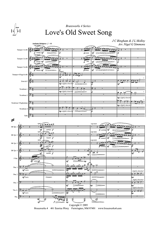 Love's Old Sweet Song - Score