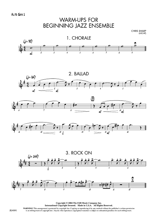 Warm-ups for Beginning Jazz Ensemble - Alto Sax 1