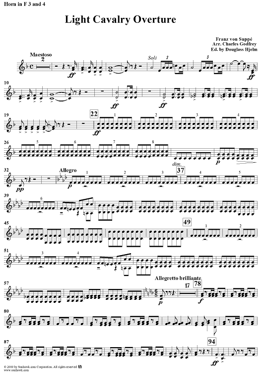 Light Cavalry Overture - Horn in F 3 & 4