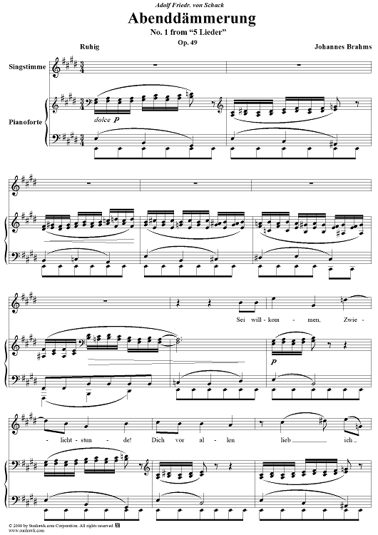 Abenddämmerung - No. 5 from "5 Lieder" - Op. 49