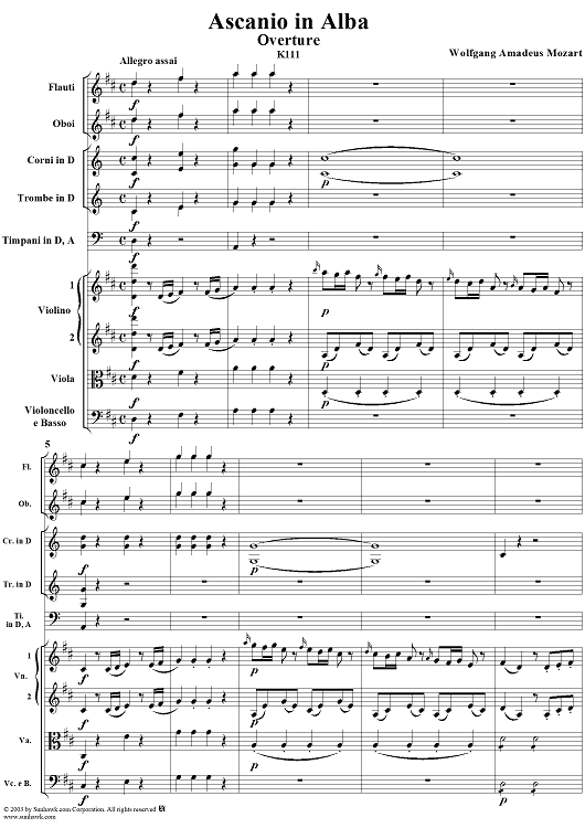 Overture, from "Ascanio in Alba", K111 - Full Score