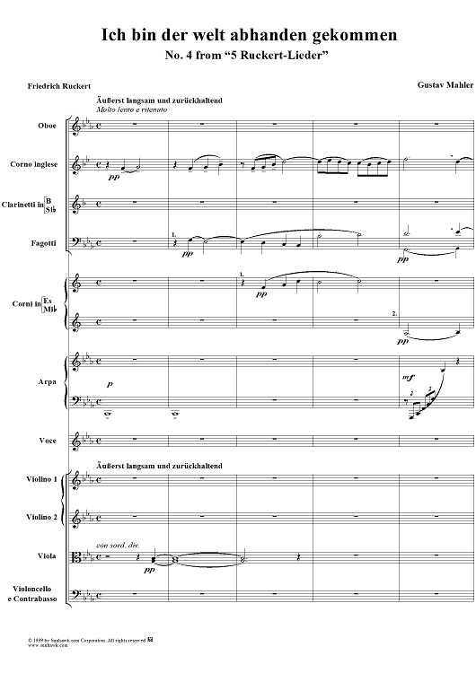 Ich bin der welt abhanden gekommen - No. 4 from "5 Rückert-Lieder"