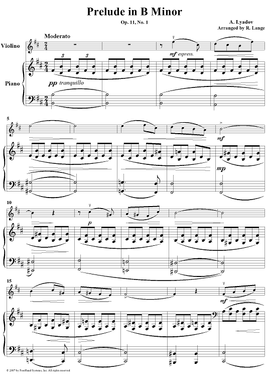 Prelude in B Minor - Piano Score