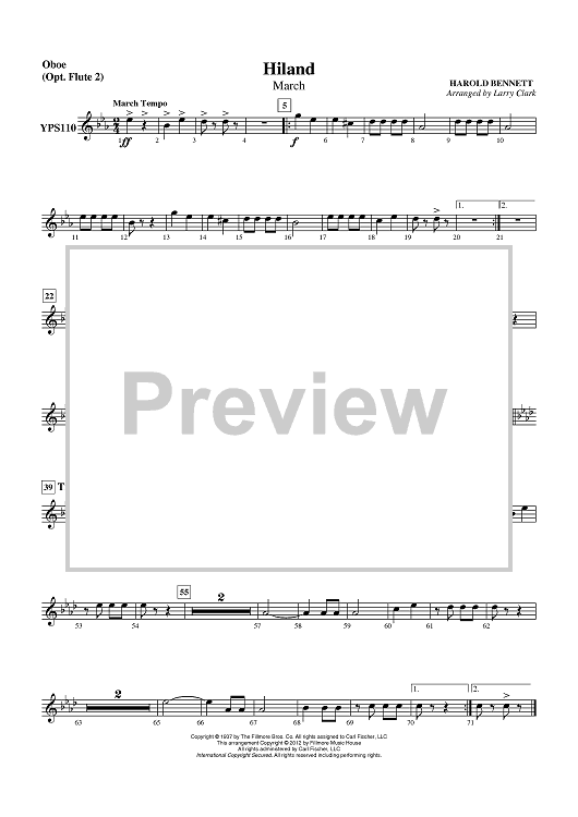Hiland (March) - Oboe (Opt. Flute 2)
