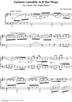 Andante cantabile in B-Flat Major, No. 1, from "Two Piano Pieces"