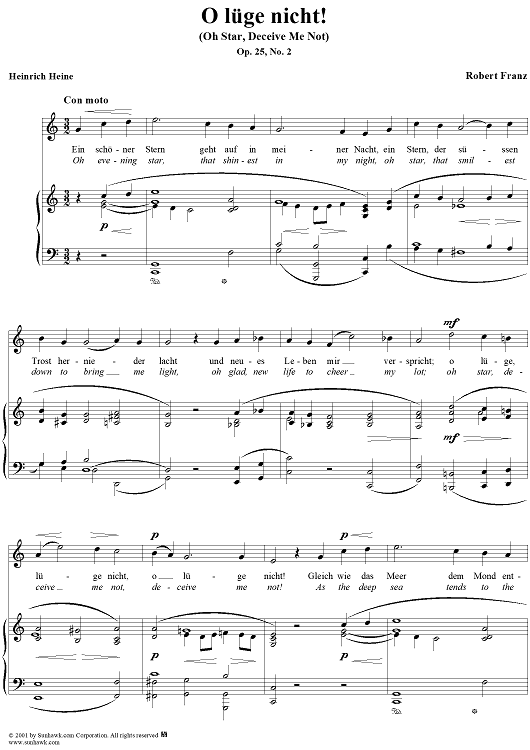 Six Lieder, op. 25, no. 2: Oh Star, Deceive Me Not  (O lüge nicht!)