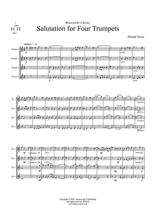 Salutation For Four Trumpets - Score