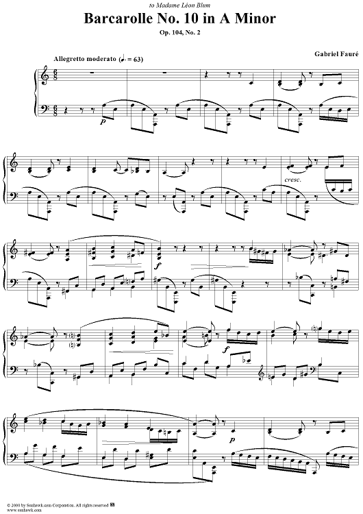 Barcarolle no. 10 in A Minor - op. 104/2