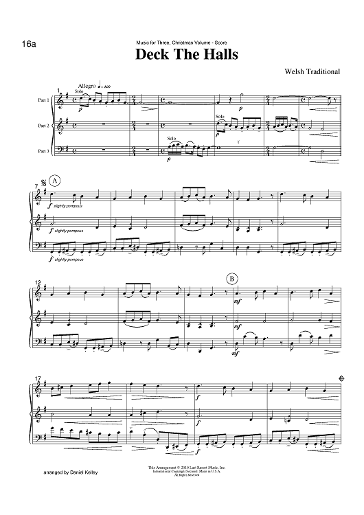 Deck The Halls - Score