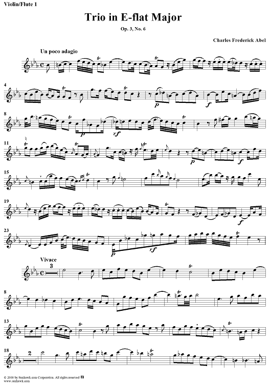 Trio in E-flat Major Op. 3, No. 6 - Violin 1 or Flute