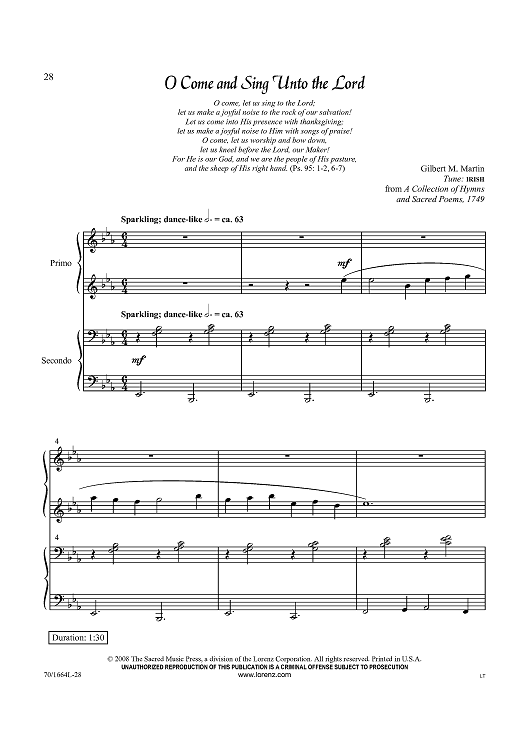 O Come and Sing Unto the Lord