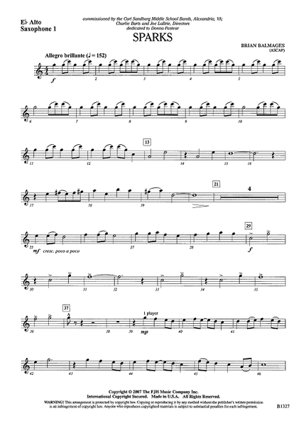 Sparks - Eb Alto Sax 1" Sheet Music for Concert Band - Sheet Music Now