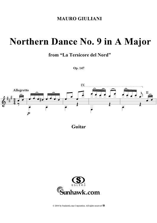 Northern Dance No. 9 in A major - From "La Tersicore del Nord" Op. 147