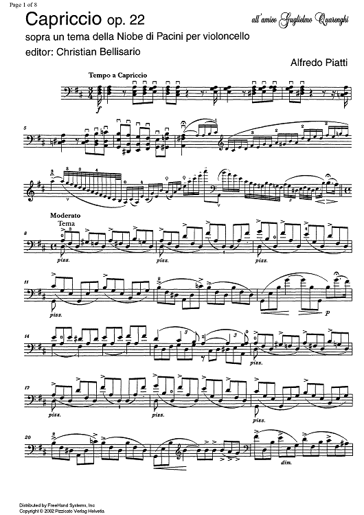 Capriccio sopra un tema della Niobe di Pacini Op.22 - Cello