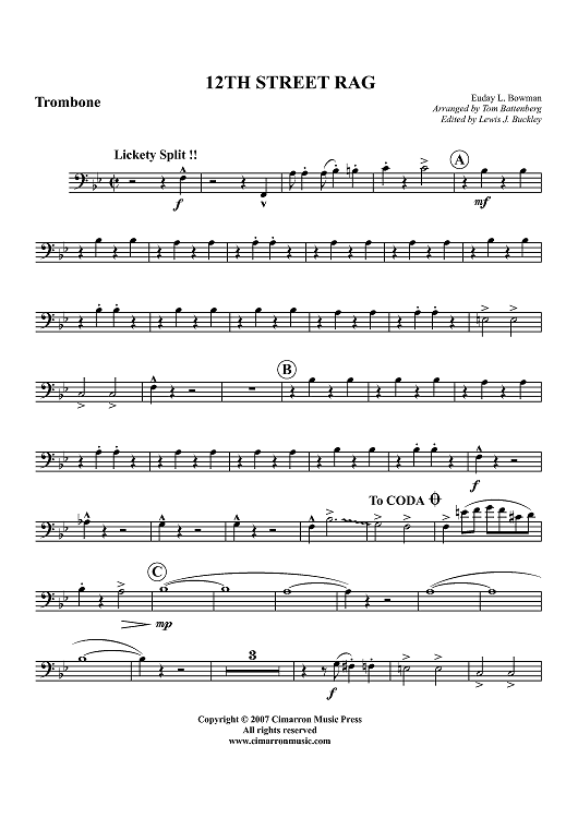 12th Street Rag - Trombone